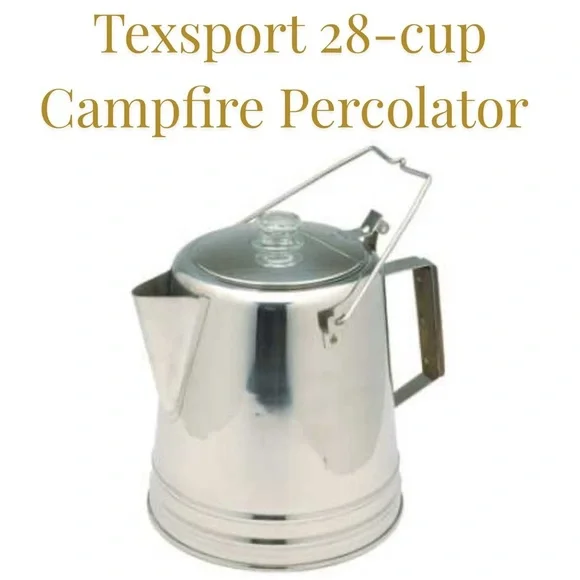 Texsport 28 Cup Stainless Steel Camping Coffee Percolator w/ Glass Knob Lid - Picture 1 of 7